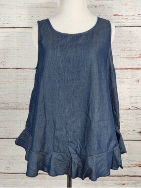 Denim Style Ruffle Hem Top
